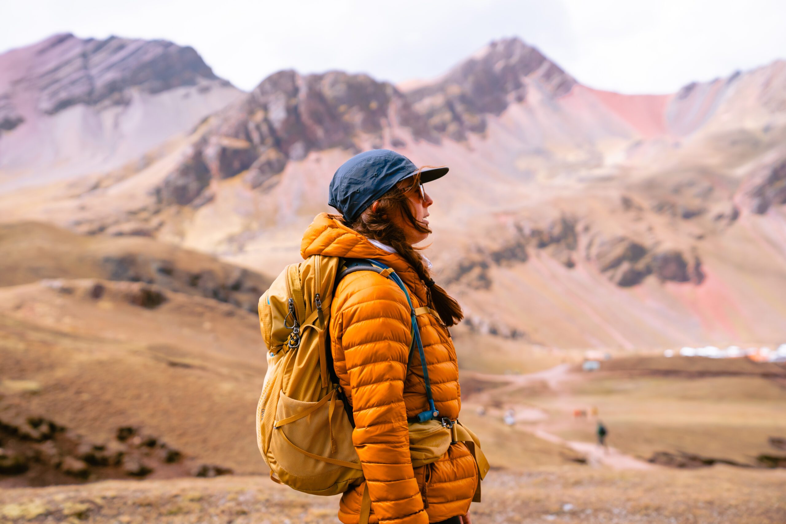 Meredith Ewenson at Rainbow Mountain in Peru on her group hiking trip